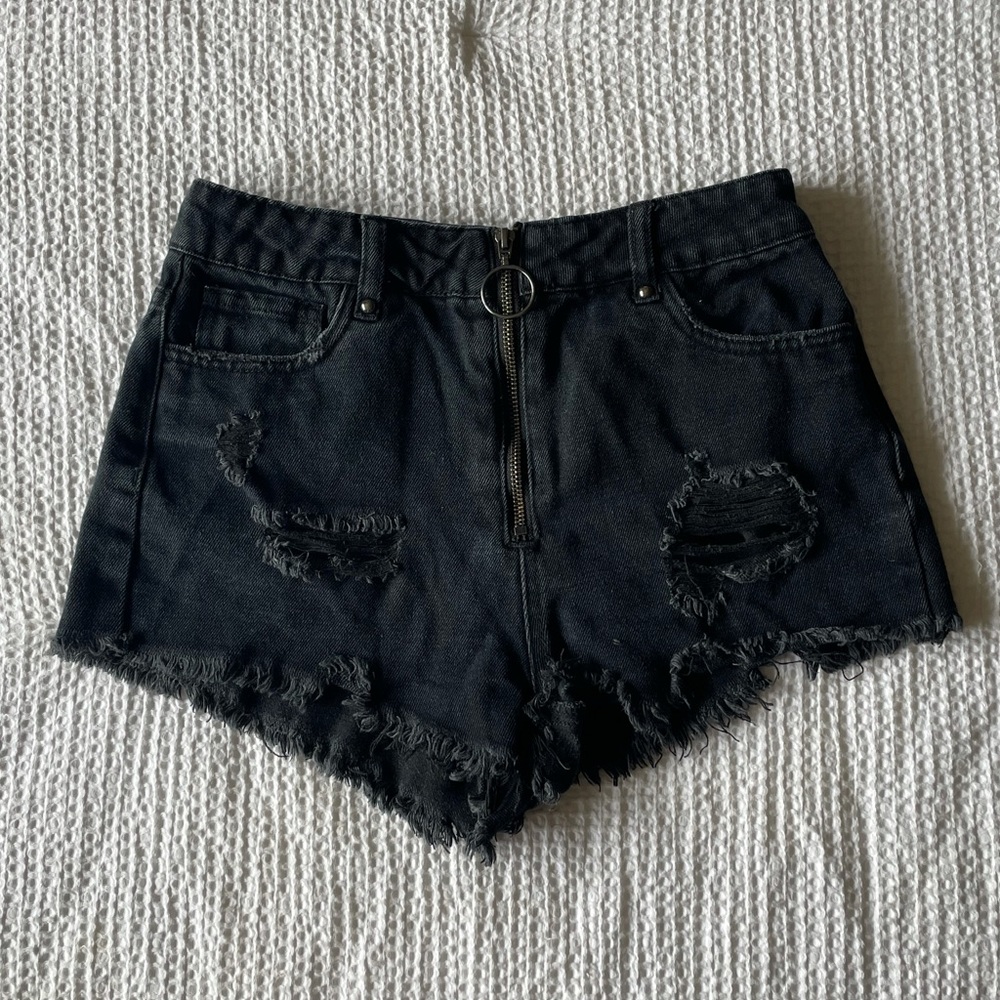 Black High Waisted Jean Shorts